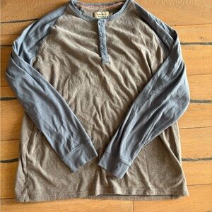 The Normal Brand Long Sleeve Henley in Brown and Gray